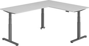 HAMMERBACHER XDSMW1916 elektrisch höhenverstellbarer Schreibtisch lichtgrau rechteckig, T-Fuß-Gestell grau 180,0 x 240,0...