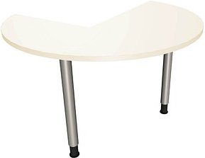 fm Konferenztisch fastline weiß rund, Rundrohr silber, 120,0 x 120,0 x 62,0 - 85,0 cm