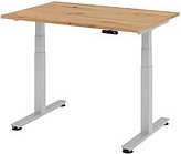HAMMERBACHER XDSM12 elektrisch höhenverstellbarer Schreibtisch asteiche rechteckig, T-Fuß-Gestell silber 120,0 x 80,0 cm
