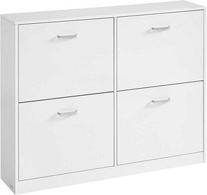 VASAGLE Schuhschrank, LBC035W01 weiß 4 Fachböden 105,5 x 24,0 x 82,7 cm