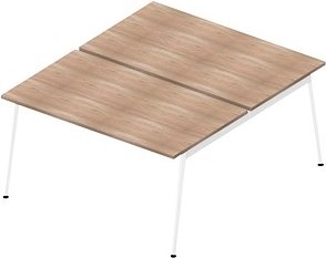 Quadrifoglio Doppelschreibtisch ulme rechteckig, 4-Fuß-Gestell weiß 140,0 x 164,0 cm