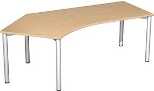 geramöbel Flex Schreibtisch buche, silber L-Form, 5-Fuß-Gestell silber 216,6 x 113,0 cm