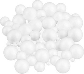 relaxdays Styroporform weiß Kugeln sortiert Ø 2,0/5,0/7,0 cm, 72 St.