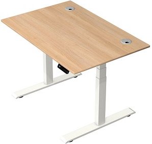 Thumbnail - Kerkmann Move 2 Plus elektrisch höhenverstellbarer Schreibtisch eiche hell rechteckig, T-Fuß-Gestell weiß 120,0 x 80,0 c...
