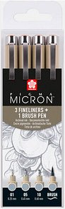 Sakura Pigma Micron Fineliner-Set farbsortiert 0,25 + 0,45 + 0,60 mm, 4 St.