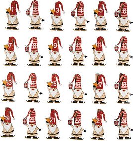 Rayher Adventskalenderzahlen Wichtel rot/weiß
