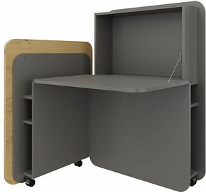 fm FLATup Sekretär basalt/wildeiche rechteckig, schwarz 107,0 x 41,5 - 91,0 cm