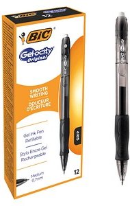 BIC Gel-ocity Gelschreiber schwarz/transparent 0,3 mm, Schreibfarbe: schwarz, 12 St.