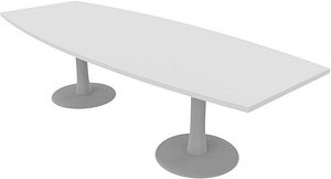 Quadrifoglio Konferenztisch Idea+ weiß Tonnenform, Säulenfuß silber, 280,0 x 80,0 - 110,0 x 74,0 cm