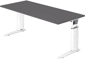 HAMMERBACHER US19 höhenverstellbarer Schreibtisch grafit rechteckig, C-Fuß-Gestell weiß 180,0 x 80,0 cm