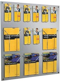 Kerkmann Wandprospekthalter Fokus alu DIN A4, 1/3 DIN A4 75,0 x 6,5 x 100,0 cm, 1 St.