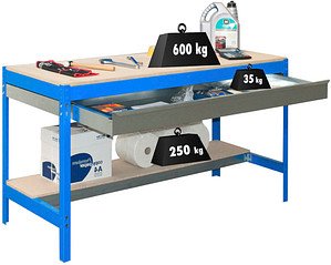 Thumbnail - Simonrack Werkbank KIT SIMONWORK BT0 BOX 1200 blau 1 Schublade 120,0 x 76,0 x 84,2 cm