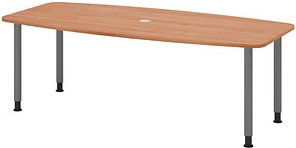 HAMMERBACHER Konferenztisch KT22C nussbaum Tonnenform, Rundrohr grau, 220,0 x 83,0/103,0 x 72,0 - 74,0 cm