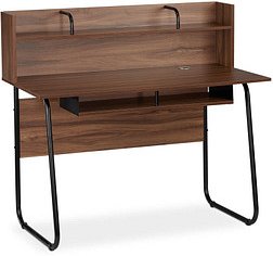 relaxdays Schreibtisch braun rechteckig, Kufen-Gestell schwarz 120,0 x 60,0 cm