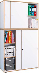 VCM my office Schiebetürenschrank Salia, 920807 honig-eiche, weiß 4 Fachböden 100,0 x 37,4 x 182,7 cm