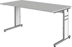 Thumbnail - Kerkmann Priola höhenverstellbarer Schreibtisch lichtgrau rechteckig, C-Fuß-Gestell silber 160,0 x 80,0 cm