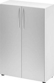 HAMMERBACHER Aktenschrank 4550, V4550/W/S/BM weiß, silber 2 Fachböden 80,0 x 34,6 x 114,4 cm