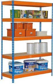 Simonrack Schwerlastregal KIT BRICOFORTE 1006-5 CHIPBOARD 458100040201065 orange, blau 100,0 x 60,0 x 200,0 cm