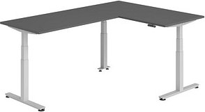 HAMMERBACHER XDSMW1616 elektrisch höhenverstellbarer Schreibtisch grafit rechteckig, T-Fuß-Gestell silber 160,0 x 240,0 ...