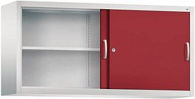 CP Aufsatz-Schiebetürenschrank Acurado, 2145-00 S10054 lichtgrau, rubinrot 4 Fachböden 160,0 x 40,0 x 79,0 cm