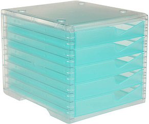 styro Schubladenbox styroswingbox light aqua 275-8430.25224, DIN A4 mit 5 Schubladen, 1 St.