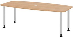 HAMMERBACHER Konferenztisch KT22C eiche Tonnenform, Rundrohr silber, 220,0 x 83,0 - 103,0 x 72,0 - 74,0 cm