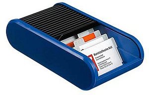 helit Visitenkartenbox blau/schwarz, für bis zu 300 Visitenkarten