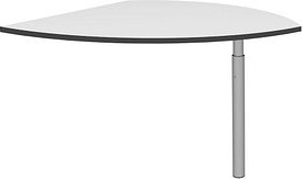 röhr Anbautisch höhenverstellbar Imperia weiß, silber freiform 101,5 x 104,4 x 68,0 - 82,0 cm