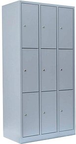 LÜLLMANN Schließfachschrank lichtgrau 520330, 9 Schließfächer 88,5 x 50,0 x 180,0 cm