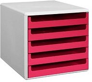 M&M Schubladenbox sunset-red 30050960, DIN A4 mit 5 Schubladen