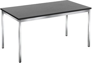 SODEMATUB Mehrzwecktisch esche-schwarz rechteckig, Vierkantrohr chrom, 140,0 x 80,0 x 74,0 cm