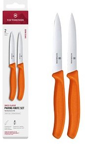 VICTORINOX Küchenmesser Swiss Classic silber, orange, Klinge: 10,0 cm, 2 St.
