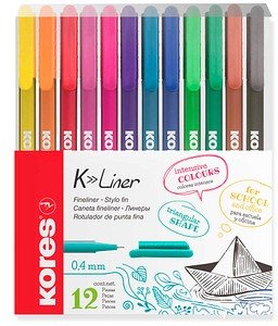 Kores® K- Fineliner farbsortiert 0,4 mm, 12 St.