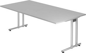 HAMMERBACHER NS2E Schreibtisch lichtgrau rechteckig, C-Fuß-Gestell silber 200,0 x 100,0 cm