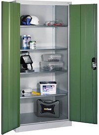 CP Metallschrank 8921-052 S10251 lichtgrau, rededagrün 4 Fachböden 93,0 x 50,0 x 195,0 cm, aufgebaut, 1 St.