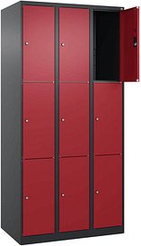 CP Schließfachschrank Classic Plus rubinrot, schwarzgrau 080000-303 S10032, 9 Schließfächer 90,0 x 50,0 x 185,0 cm