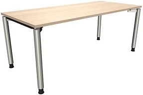 fm fastline höhenverstellbarer Schreibtisch akazie rechteckig, 4-Fuß-Gestell silber 180,0 x 80,0 cm