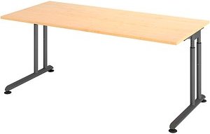 Thumbnail - HAMMERBACHER ZS19 höhenverstellbarer Schreibtisch ahorn rechteckig, C-Fuß-Gestell grau 180,0 x 80,0 cm