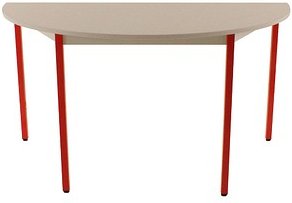 SODEMATUB Mehrzwecktisch lichtgrau, rot halbrund, Vierkantrohr rot, 140,0 x 70,0 x 74,0 cm