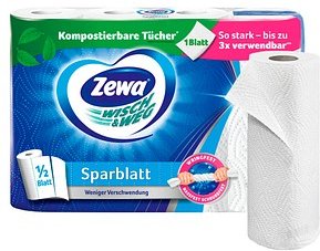Zewa Küchenrollen WISCH&WEG Sparblatt 2-lagig, 4 Rollen