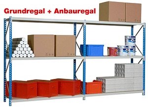 Manorga Anbau-Schwerlast-Weitspannregal EPSIVOL ZR2018803F4S himmelblau, braun 180,0 x 80,0 x 200,0 cm