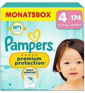 Pampers® Windeln Monatsbox premium protection™ Größe Gr.4 (9-14 kg) für Babys und Kleinkinder, 174 St.