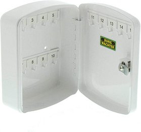 BURG WÄCHTER 15 W Schlüsselkasten weiß mit 15 Haken, Zylinderschloss, 15,7 x 7,5 x 20,2 cm, 1 St.