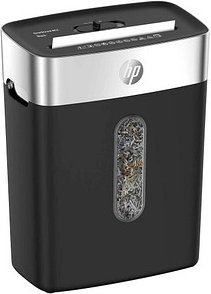 HP OneShred 8CC Aktenvernichter mit Partikelschnitt P-4, 5 x 18 mm, bis 8 Blatt, schwarz, silber