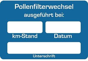 EICHNER Aufkleber Pollenfilter-Wechsel ausgeführt bei, blau/weiß, 250 St.