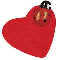 Rayher Holz-Streudeko rot Herz mit Käfer, 12 St.