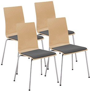 4 Nowy Styl Schalenstühle Cafe VII buche, grau Holz