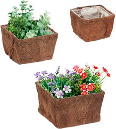 Thumbnail - relaxdays Pflanzkübel-Set Holz braun, 3 St.