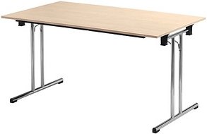 SODEMATUB Mehrzwecktisch ahorn rechteckig, Rundrohr chrom, 160,0 x 70,0 x 74,0 cm