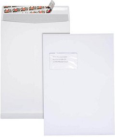 dots Faltentaschen DIN C4 mit Fenster weiß mit 2,0 cm Falte, 50 St.